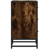 vidaXL Nočna omarica dimljeni hrast 40x34,5x60 cm inž. les in kovina | Shoptok.si