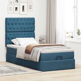 vidaXL Otomanski posteljni okvir z vzmetnicami moder 100x200cm žamet | Shoptok.si