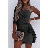 Fenzy elegantna mini obleka z volanom ricaletta, črna Cene