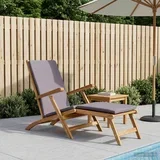 ležaljka s jastučićem Tamnosiva Čvrsto teak drvo