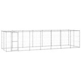  Zunanji pasji boks pocinkano jeklo s streho 16,94 m² - - Srebrna - 74.95 - 770 x 220 x 180 cm - | Shoptok.si
