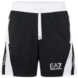 Ea7 Emporio Armani Sportske hlače akvamarin / crna / bijela