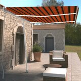 vidaXL Ročno zložljiva tenda z LED lučmi 350x250 cm oranžna in rjava Cene