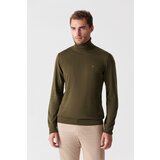 Avva Khaki Unisex Knitwear Sweater Full Turtleneck Non Pilling Regular Fit cene