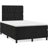 vidaXL Box spring postelja z vzmetnico črna 120x190 cm žamet | Shoptok.si