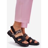 VINCEZA Leather Ladies Sandals On Flat Heel Panther | Shoptok.si
