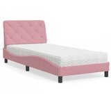  Krevet s madracem ružičasti 90x200 cm baršunasti | shoptok.hr