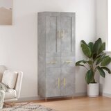 vidaXL Visoka komoda betonsko siva 69,5x34x180 cm inženirski les | Shoptok.si