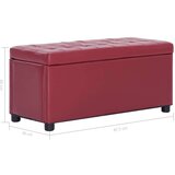 vidaXL Tabure s prostorom za shranjevanje 87,5 cm vinsko rdeče usnje | Shoptok.si