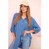 Kesi Włoski Cotton muslin shirt oversize dark denim | shoptok.hr