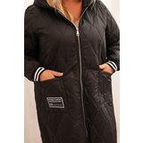 Kesi Włoski Plus Size women's quilted jacket with a hood and sporty cuffs black | Shoptok.si