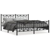 Maison Chic Kovinski Posteljni okvir - Dvoposteljna postelja - Zakonska postelja z vzglavjem in vznožjem črn 183x213 cm, (21696481) | Shoptok.si