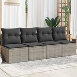 Maison Chic Vrtni kavč - Zunanji kavč z blazinami 4-sedežni siv poli ratan, (22043770) | Shoptok.si