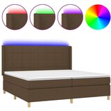  Krevet box spring s madracem LED tamnosmeđi 200x200 cm tkanina | shoptok.hr