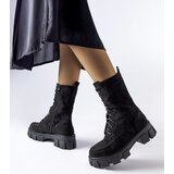 Gemre Black eco-suede treaded work boots Ines | ePonuda.com