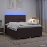  LED okvir za krevet s madracem Tamno smeđa 160 x 200 cm Tkanina | shoptok.hr