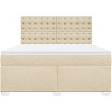 vidaXL Box spring postelja z vzmetnico krem 180x200 cm blago | Shoptok.si