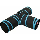vidaXL Tunel za mačke s 3 smjera crno-plavi 90 cm poliesterski