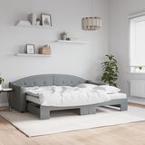  The Living Store Izvlečna dnevna postelja z vzmetnico sv. siva 80x200 cm blago - Izvlečna Dnevna Postelja, (21449911) Cene