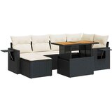  7-dijelni set vrtnih sofa od poliratana s jastucima crni Slike