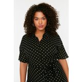 Trendyol ženska haljina Curve Black Polka Dot Belted | ePonuda.com