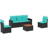 Vrtna garnitura - 6-dijelni set vrtnih sofa od poliratana s jastucima crni - Crna 1 | shoptok.hr