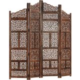Sobna Ročno izrezljan paravan 4-delni rjav 160x165cm trden mangov les, (20619877) | Shoptok.si