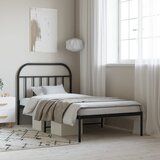 vidaXL Kovinski posteljni okvir z vzglavjem črn 107x203 cm Cene