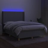  Krevet box spring s madracem LED svjetlosivi 140x190 cm tkanina | shoptok.hr