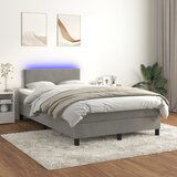 vidaXL Box spring postelja z vzmetnico LED svetlo siva 120x200cm žamet Cene