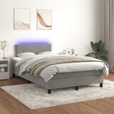 vidaXL Krevet box spring s madracem LED svjetlosivi 120x200 cm baršun Cijene