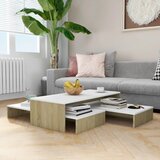 Furnova Komplet klubskih mizic bel in sonoma hrast 100x100x26,5 cm, (21913024) | Shoptok.si