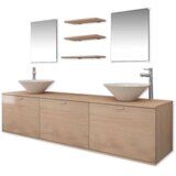  10-dijelni set kupaonskog namještaja s umivaonikom i slavinom bež | shoptok.hr