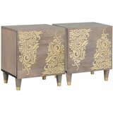 vidaXL Nočna omarica 2 pcs Siva 40 x 33 x 46 cm trden mangov les, (5000069609) Cene