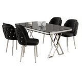 Hanah home Set Trpezarijski sto i 4 stolice Rigel, Crno-bijela | Eponuda.ba
