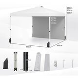 Costway Vrtni paviljon Praznični šotor s stransko steno 3x3 m Bela, (5000157025) | Shoptok.si