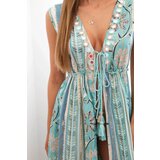 Kesi Włoski Dámská bavlněná pláštěnka se zavazováním v pase turquoise | shoptok.hr