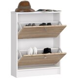 AKORD Omarica Za Čevlje, 2 Preklopna Vrata, Bela/Hrast Sonoma, (5000332841) | Shoptok.si