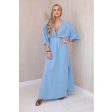 Kesi Włoski Muslin dress with embroidery at the waist Blue | shoptok.hr