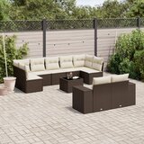  10-dijelni set vrtnih sofa od poliratana s jastucima smeđi | shoptok.hr