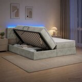  LED krevet za pohranu s madracem Svjetlosiva 200 x 200 cm | shoptok.hr