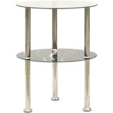  Bočni stolić s 2 razine prozirni i crni 38 cm kaljeno staklo | shoptok.hr