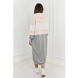 Kesi Three-color hooded dress powder pink + ecru + gray | shoptok.hr