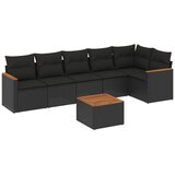  7-dijelni set vrtnih sofa od poliratana s jastucima crni Slike