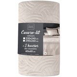 Douceur d intérieur Kremno bel žameten komplet pregrinjala in prevleke za vzglavnik 240x260 cm Solange – | Shoptok.si