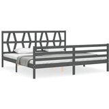  Okvir za krevet s uzglavljem sivi 200 x 200 cm od masivnog drva | shoptok.hr