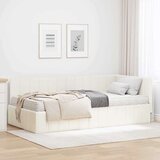  Kotna postelja z vzmetnico z vzglavjem krema 100 x 200 cm Žamet, (5000069852) | Shoptok.si