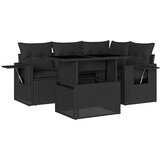 Maison Chic Seti vrtnega pohištva - Vrtna garnitura - Vrtni pohištvo set 5-delna z blazinami črn poli ratan, (21815066) | Shoptok.si