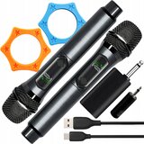 Brezžični aku. karaoke set 2x mikrofon LCD in sprejemnik do 50m 2,4 GHz | Shoptok.si