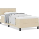  Postelja z vzmetnico z vzmetnico krema 90 x 190 cm blago, (5000128669) Slike